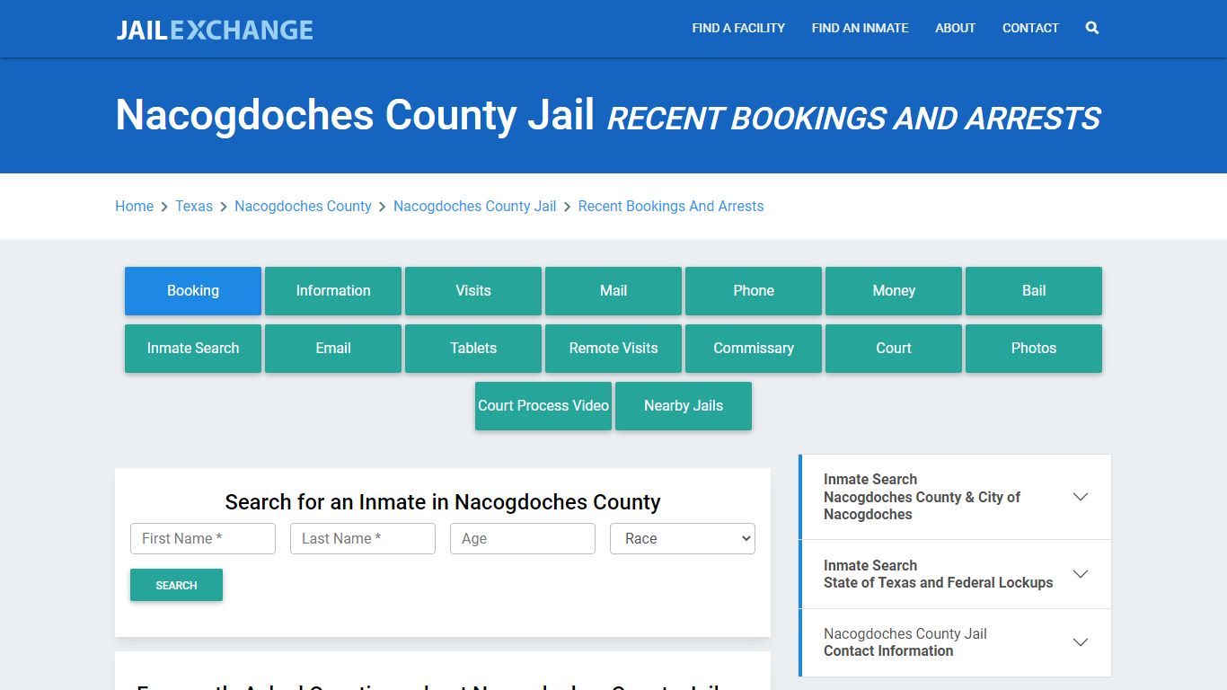 Nacogdoches County Jail Recent Bookings And Arrests